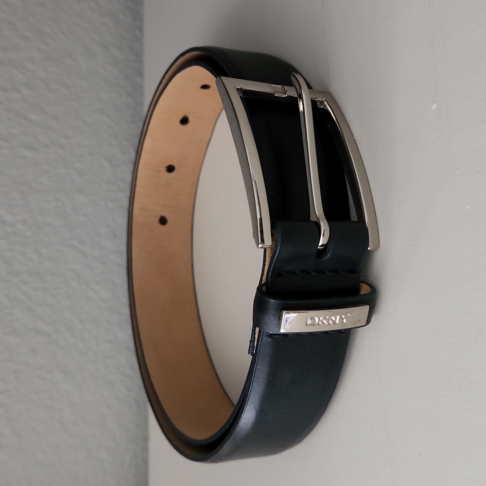 DKNY Black Belt, Silver Hardware, Small